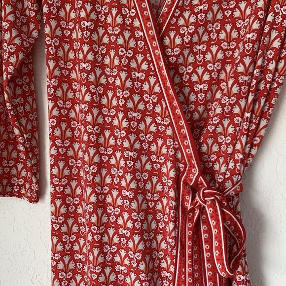 Max Studio Dress Women M Red Floral True Wrap Midi Feminine Garden Party Boho - Picture 5 of 10